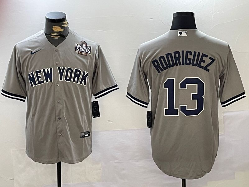 Men New York Yankees #13 Rodriguez Grey Game 2024 Nike MLB Jersey style 1